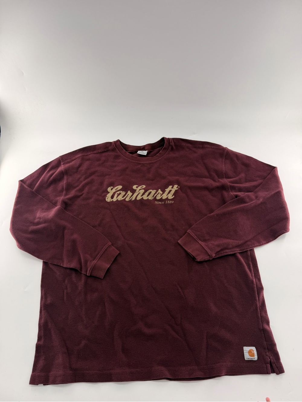 Carhartt Men’s Waffle Knit Maroon Long Sleeve Shirt XL